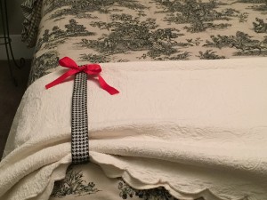 Ribbon added to coverlet for detail