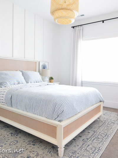 Blue white rattan bedroom